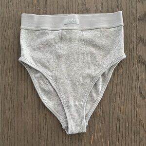 SKIMS Heather Gray Ribbed high waisted Brief